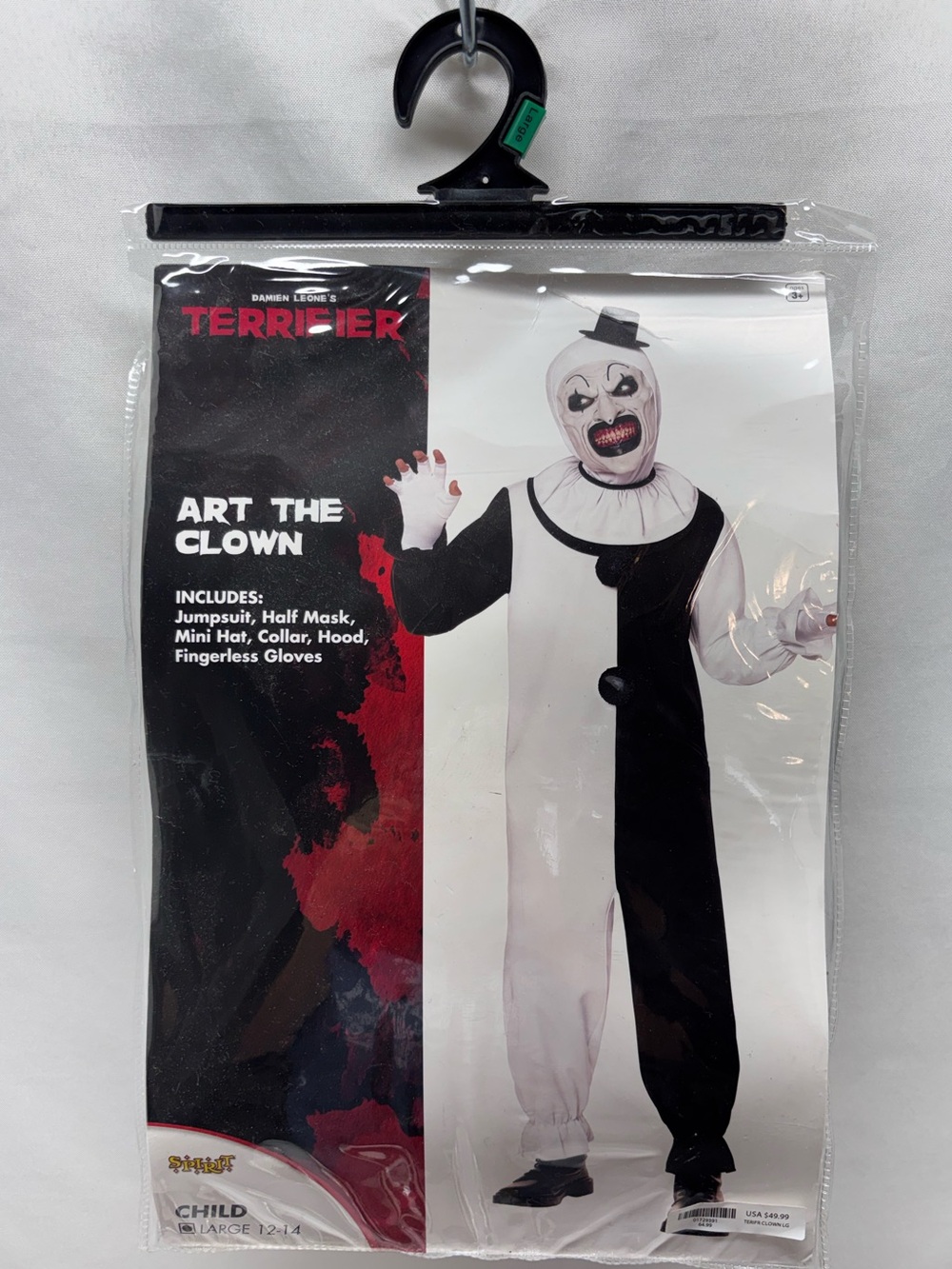 Damien Leone’s Terrifier Art The Clown Size Child L (12/14) Halloween Costume **